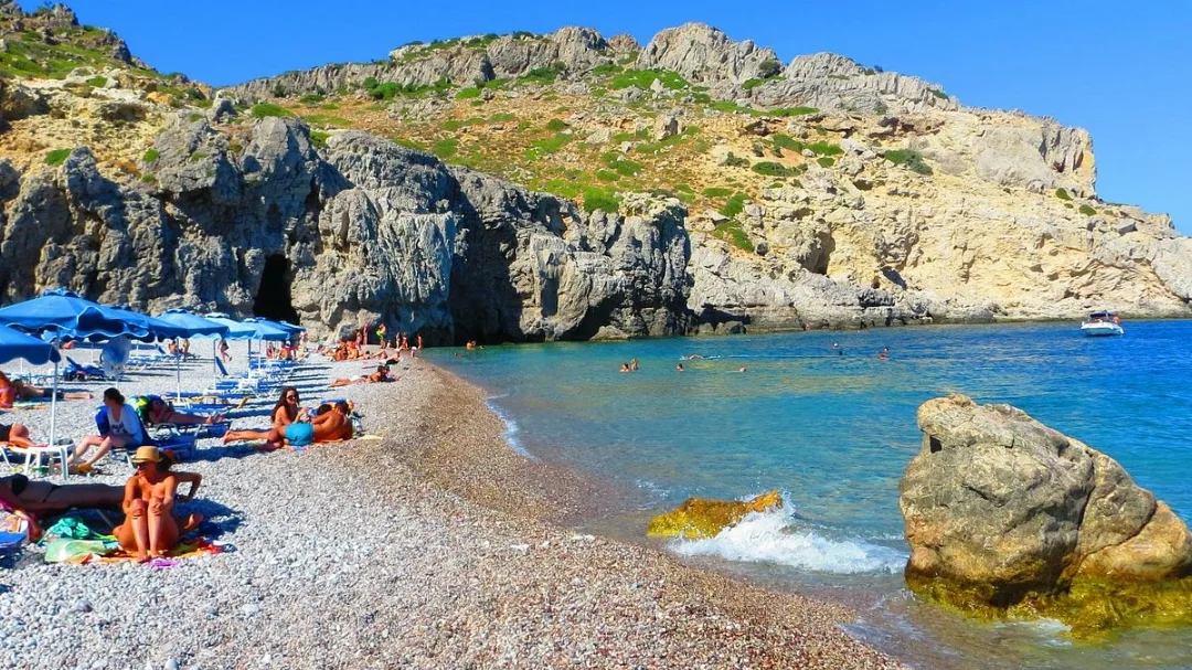 Traganou Beach with sea caves